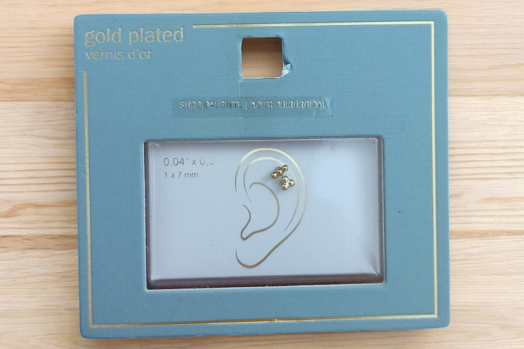 پک ۲ عددی پیرسینگ نقره روکش طلا